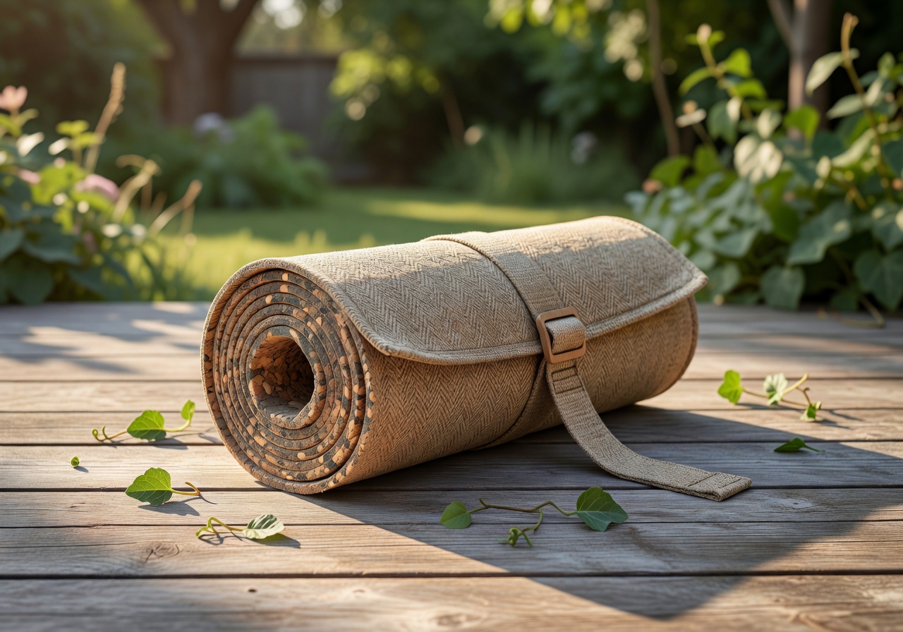 JoyBounce Eco-friendly workout mat rolled up
